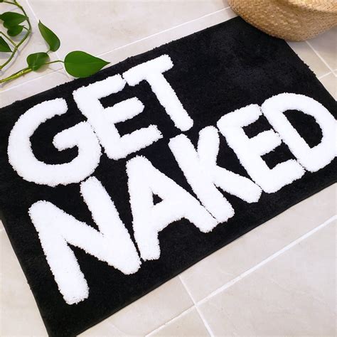 Get Naked Bath Mat Cute Bath Mat For Apartment Decor Black Etsy