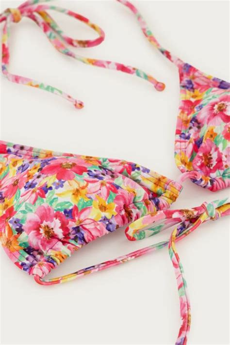 Roze Triangle Bikini Set Met Bloemen My Jewellery