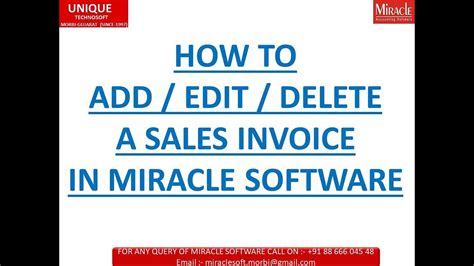 How To Add Edit Delete Sales Invoice In Miracle Software Youtube