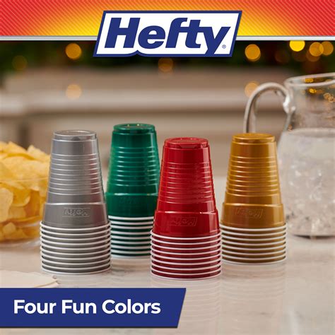 Hefty Party On Plastic Cups Holiday Assorted Colors 16 Ounce 100