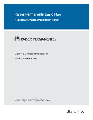 Fillable Online Kaiser Permanente Evidence Of Coverage For The Basic