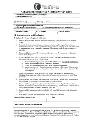 Fillable Online Agent Representative Authorization Form Regional