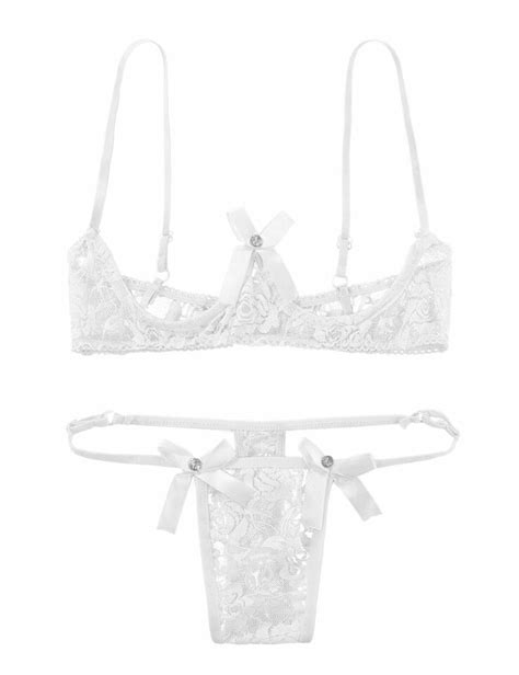 Sexy Women S Lingerie Set Lace Open Cup Shelf Bra Thong Babydoll Nightclub Ebay