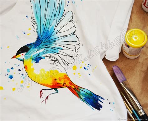 Футболки: Футболка с росписью Птичка в интернет-магазине на Ярмарке ...