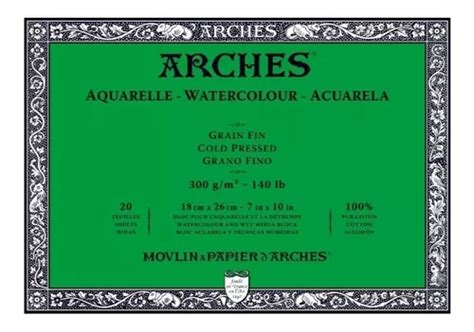 Block Acuarela Arches Grano Fino 300gr 20hjs Algodón 18x26 Cuotas sin