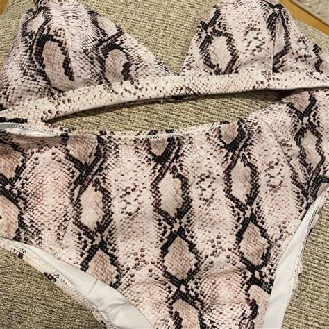 Unbranded Swim Snackskin Print High Waist Triangle Bikini Set Poshmark