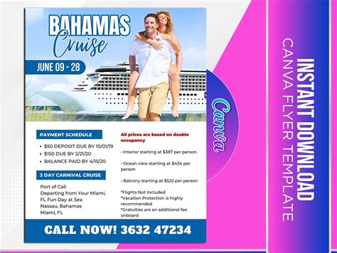 Carnival Cruise Flyer Canva Template Etsy