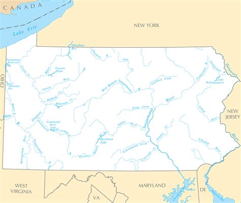 pennsylvania rivers  lakes mapsofnet