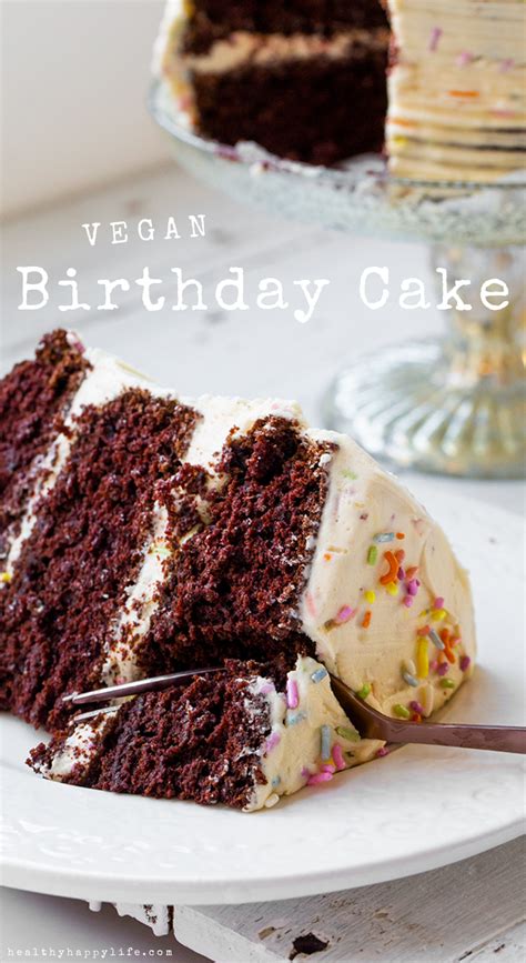 Vegan Birthday Cake Dessert - Chocolate Cake - HealthyHappyLife.com