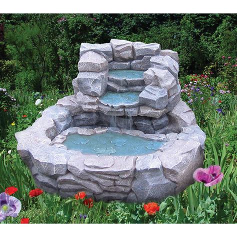 Smart Solar™ Cobblestone Fountain With Bird Deck 167534 Decorative