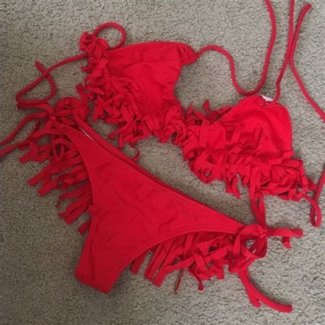 Swim Solkissed Red Fringe Bikini Poshmark