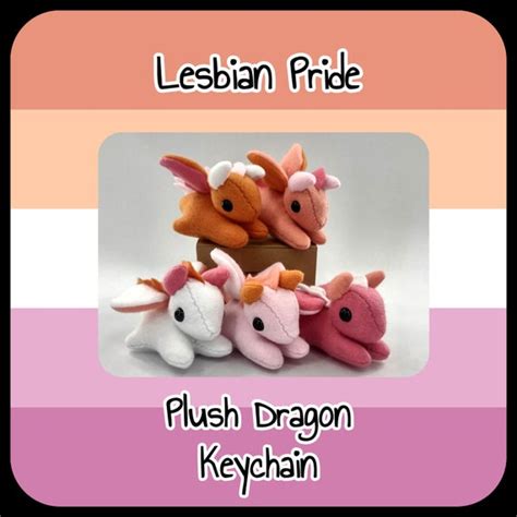 Lesbian Pride Plush Dragon Keychain Etsy