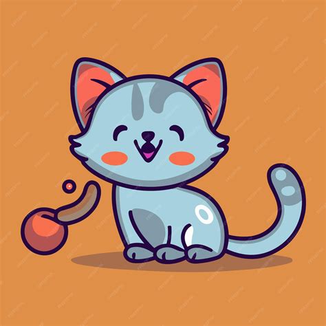 Premium Vector | Cute cat Smail sitting cartoon vector icon illustration