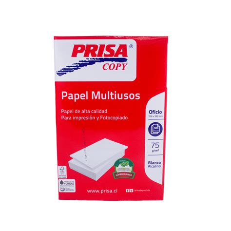 Papel Fotocopia Prisa Oficio Multiuso 75 G 500 Hojas