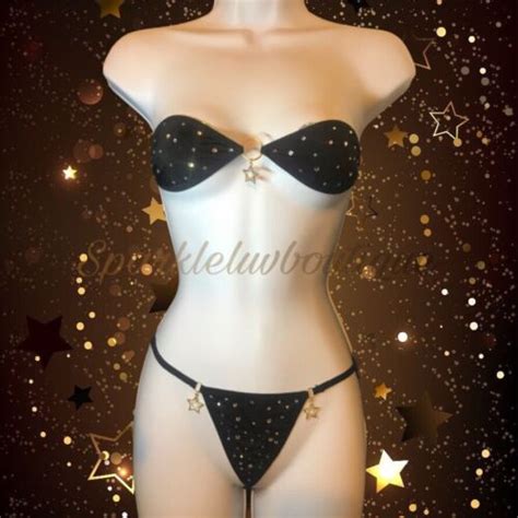 Exotic Dancewear Blinged Star PC Bikini Stripper Set EBay