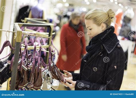 Beautiful Lady Shopping In Lingerie Store Stock Photo Image Of