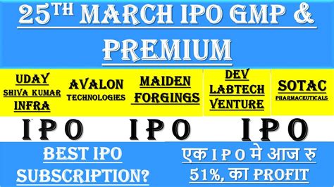 Avalon Technologies Ipo Gmp Maiden Forgings Ipo Uday Infra Ipo