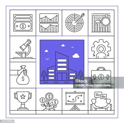 Business Development Banner Line Icon Set Design Stock Illustration