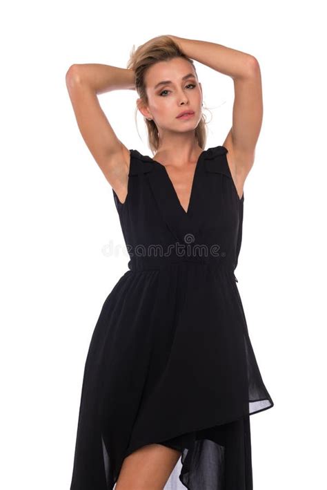 Blonde In A Black Dress Stock Photo Image Of Beauty 102089012