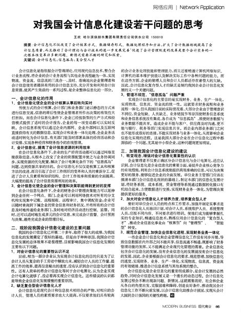 对我国会计信息化建设若干问题的思考 Word文档在线阅读与下载 无忧文档