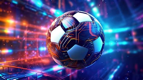 Depicting Futuristic Cyber Colored Sci Fi Soccer Ball Depicted In