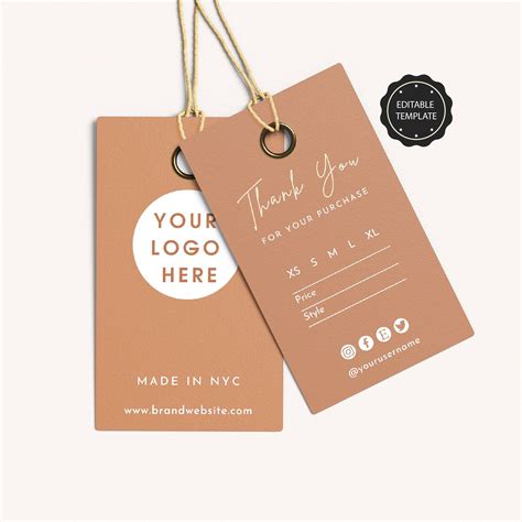 Price tag template for clothing boutique hang tag label editable ... 