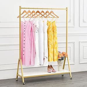 Amazon Bosuru Gold Metal Clothing Racks With Shelves Heavy Duty