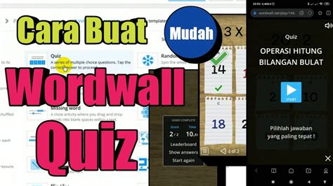 Cara Buat Wordwall Quiz Game Edukasi Youtube