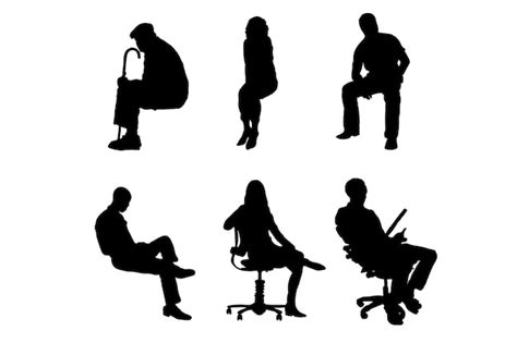 Ensemble De Silhouettes De Personnes Assises Dessin Vectoriel Vecteur