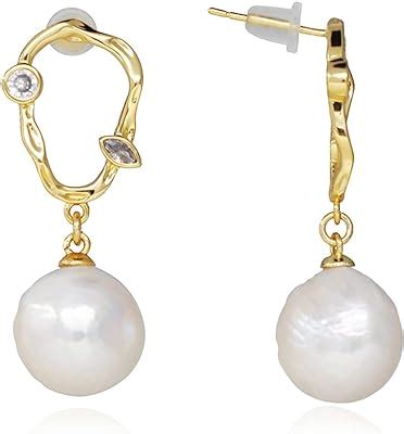 Fluidable Nora Drop Earrings 18K Gold Plated Open Hoop Pearls Teardrop