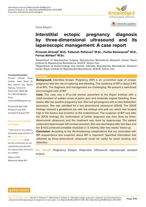 Pdf Interstitial Ectopic Pregnancy Diagnosis By Three Dimensional