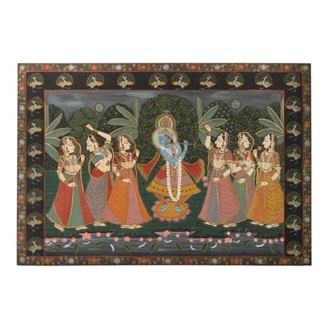 Large Pichhavai Painting Of Krishna With Female Gopis Dancing Pichwai Paintings Painting