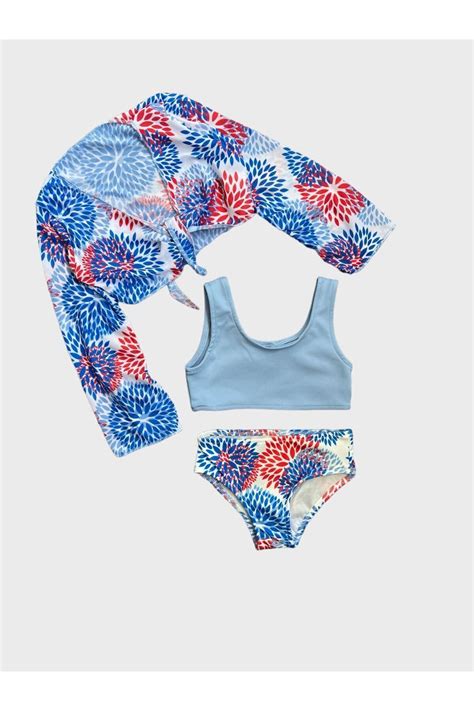 ALİŞ KİDS Kız Çocuk Mavi Yaprak Desenli Üstü Pareolu Parça Bikini Takımı Fiyatı Yorumları
