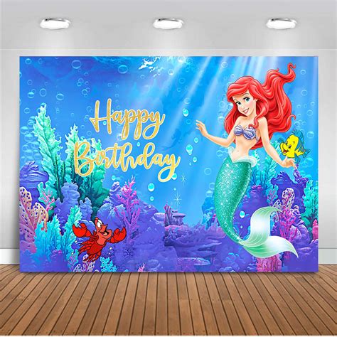 Photography Backdrop Girls Little Mermaid Customize Party Decoration U Dreamybackdrop