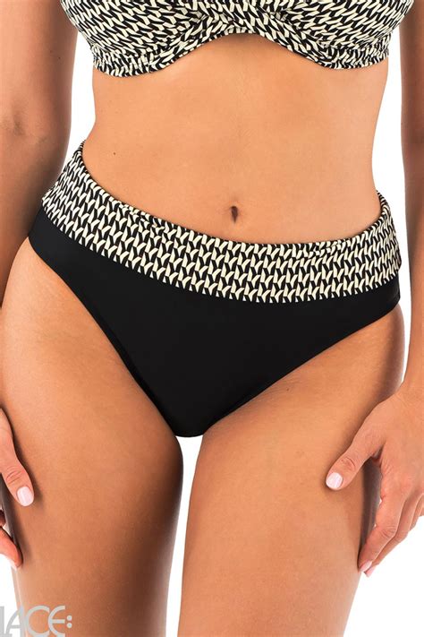 Fantasie Swim Koh Lipe Bikini Folded Brief Black Cream Lace Lingerie