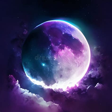 Full Moon In The Clouds Vector Illustration Of A Blue Sky Stock Illustration Illustration Of