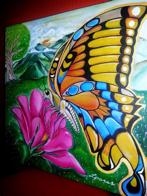 Personal Encounters: Butterfly Acrylic Painting with Title Poem, Ambrosia