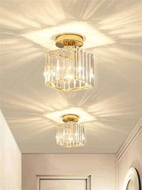 Led Ceiling Lights Crystal Lampshade Black Gold Plafonnier Living Room