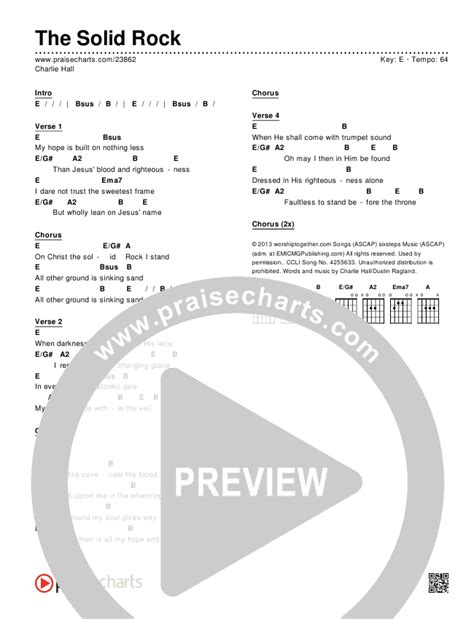 The Solid Rock Chords PDF (Charlie Hall) - PraiseCharts