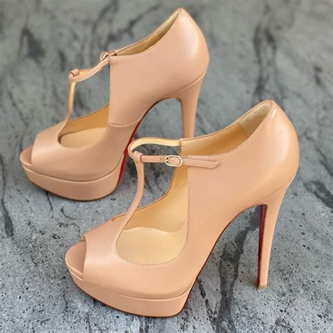 Christian Louboutin Shoes Christian Louboutin Nude 37 T Strap Platform Heels Poshmark