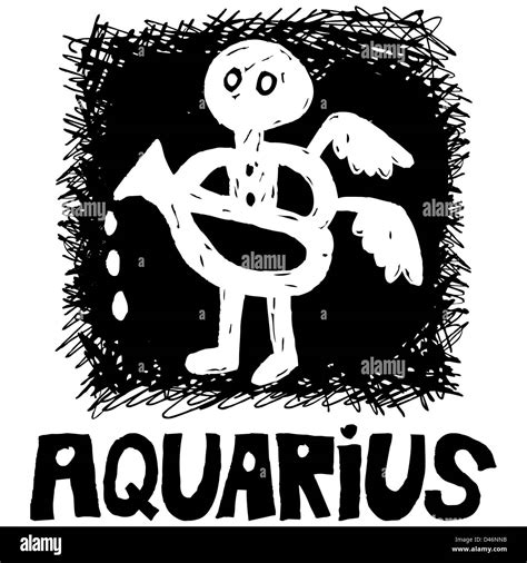 Hand Drawn Sign Of The Zodiac Aquarius Stock Photo Alamy