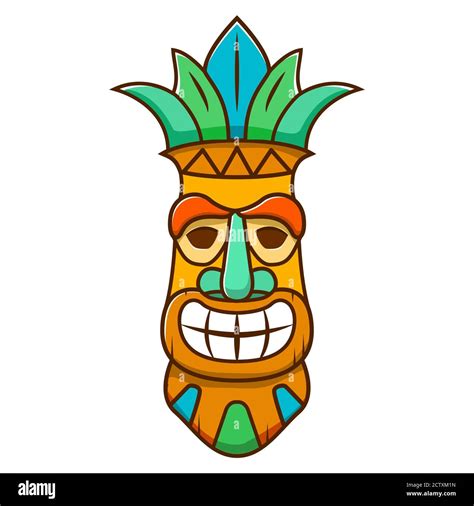 Scary tiki mask.Tribal ethnical vector cartoon style Stock Vector Image ...