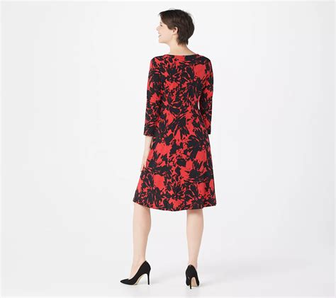 As Is Susan Graver Printed Liquid Knit 3 4 Sleeve Twist Dress