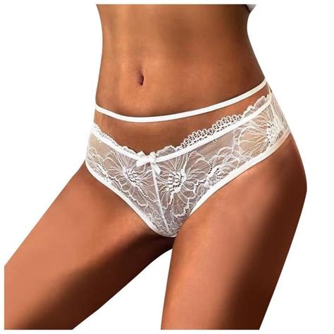 String En Dentelle Culotte T Back Lingerie Doux Confortable Bowknot Sexy Nightwear N Blanc