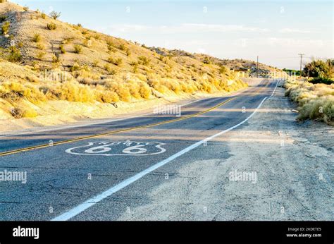 Historic Route 66 With Pavement Sign In California Usa Route 66 Is