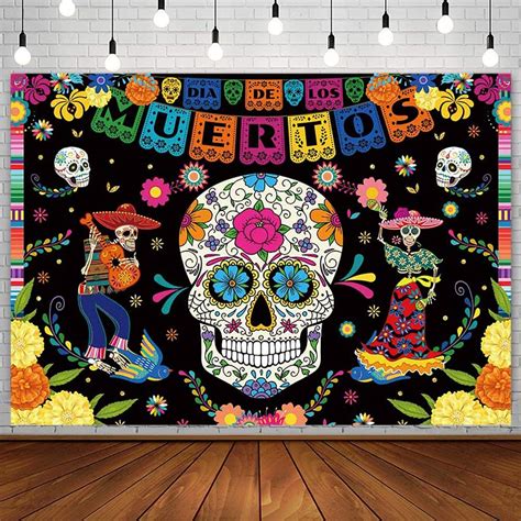 Sendy X Ft Day Of The Dead Backdrop For Mexican Fiesta Sugar Skull Dia