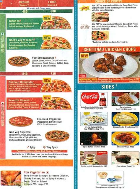 Domino's Pizza Printable Menu