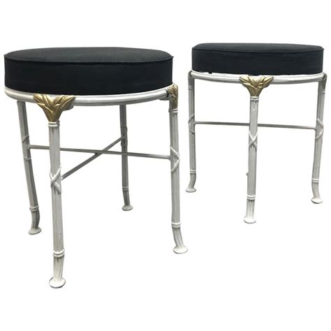 Trio Of Hollywood Regency Chrome And Yellow Bar Arm Stools At 1stdibs