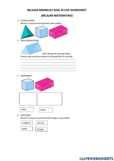 Bangun Ruang Online Exercise For 3 Live Worksheets