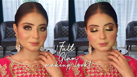 Full Glam Makeup Look Glittery Eyes With Nude Lips Makeup Tutorial Youtube